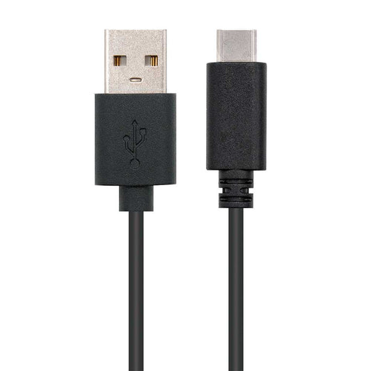 Nanocable 10.01.2102 Cable Carga 3A+Datos de USB 2.0 a Tipo C M/M Negro para Teléfonos Celulares Smartphones Tablets