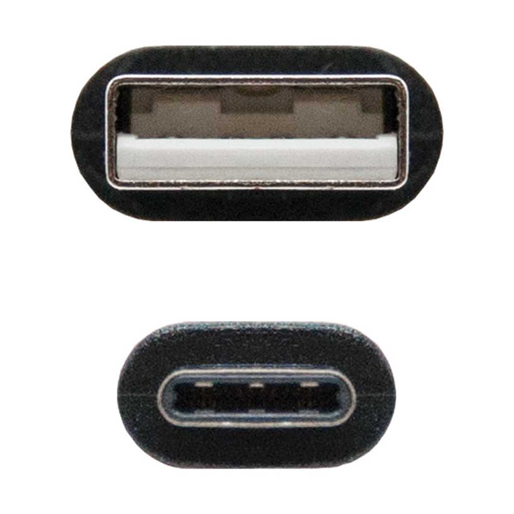 Nanocable 10.01.2102 Cable Carga 3A+Datos de USB 2.0 a Tipo C M/M Negro para Teléfonos Celulares Smartphones Tablets