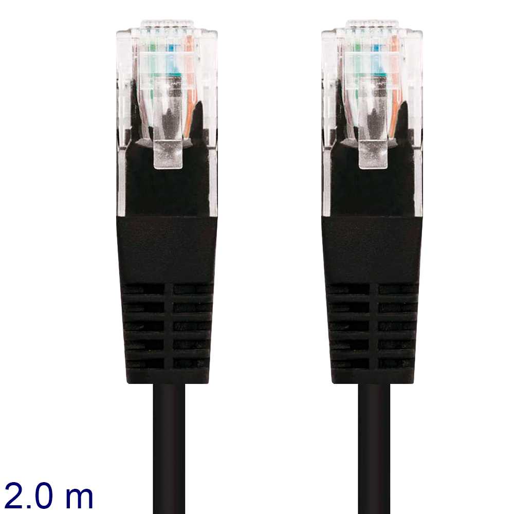 Nanocable Cable de Red RJ45 LAN Local Area Network para PC Ordenador Portátil Impresoras TV Negro 10.20.0402-BK 2m Cat.6
