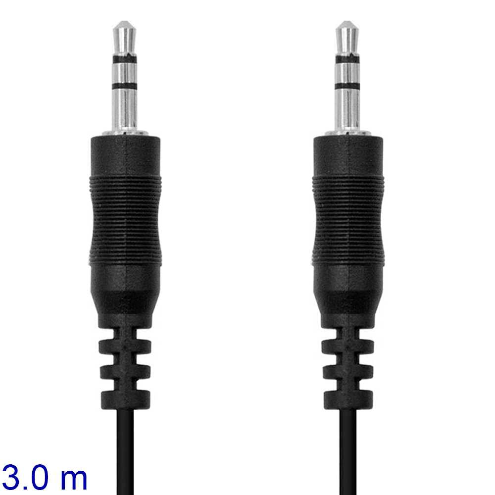 Nanocable 10.24.0103 3m NANOCABLE Cable de Sonido Estéreo Jack 3.5mm M/M Negro Auxiliar Audio para Radio AUX Coche