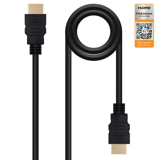 Nanocable 10.15.3602 Cable HDMI V2.0 Premium 2m Negro Alta Velocidad HEC 4K 60Hz 18Gbps A/M-A/M Audio Video para PC TV