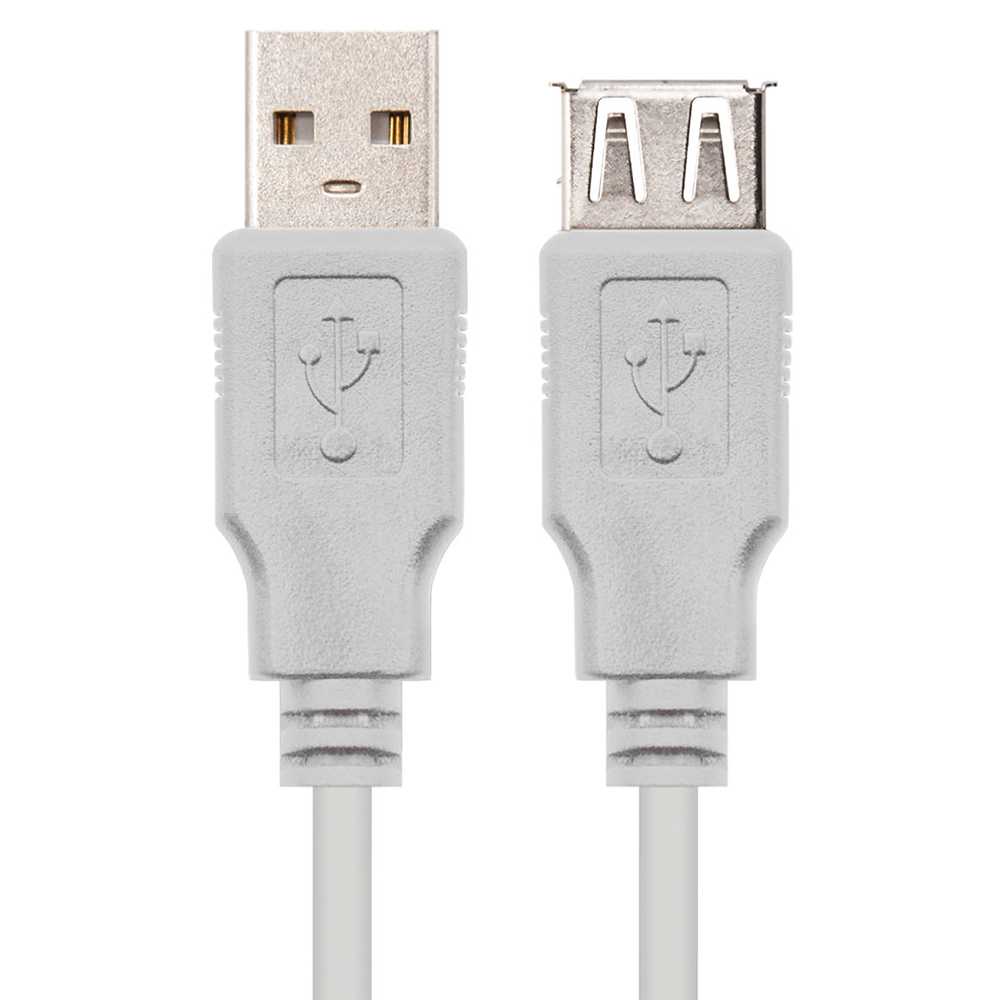 Nanocable 10.01.0204 3m Cable Conector USB 2.0 Tipo A de Macho Hembra Beige Latiguillo Alargador Prolongador M/H