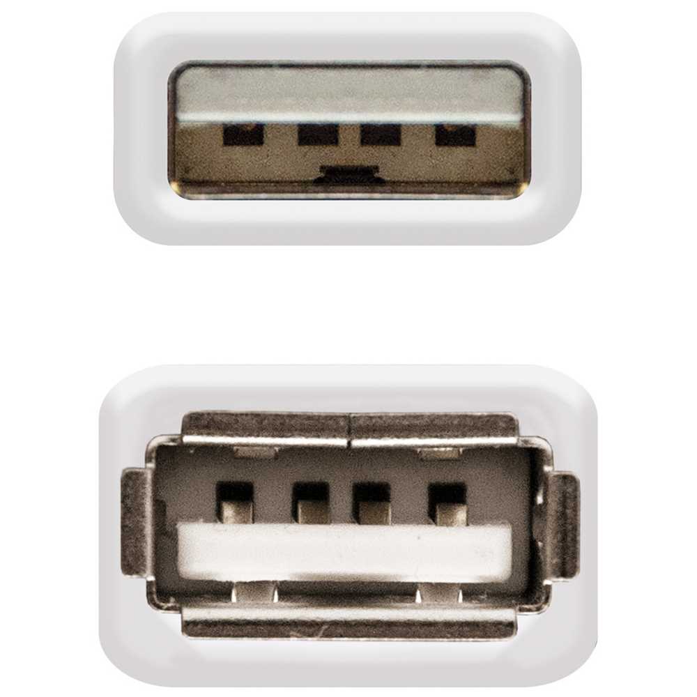 Nanocable 10.01.0204 3m Cable Conector USB 2.0 Tipo A de Macho Hembra Beige Latiguillo Alargador Prolongador M/H