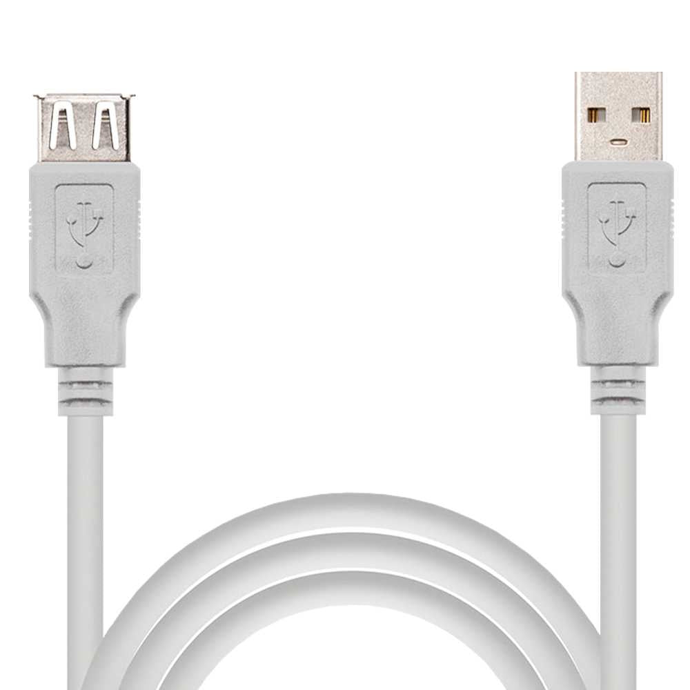 Nanocable 10.01.0204 3m Cable Conector USB 2.0 Tipo A de Macho Hembra Beige Latiguillo Alargador Prolongador M/H