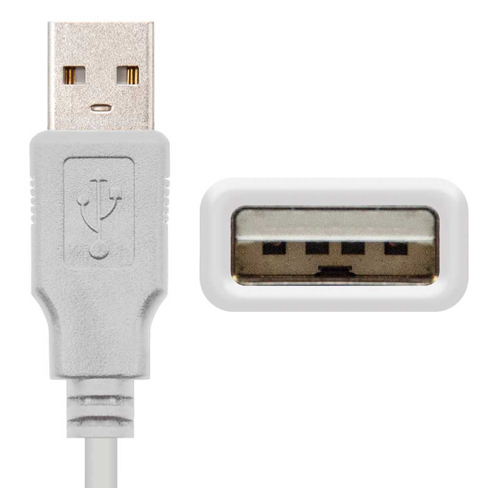 Nanocable 10.01.0204 3m Cable Conector USB 2.0 Tipo A de Macho Hembra Beige Latiguillo Alargador Prolongador M/H