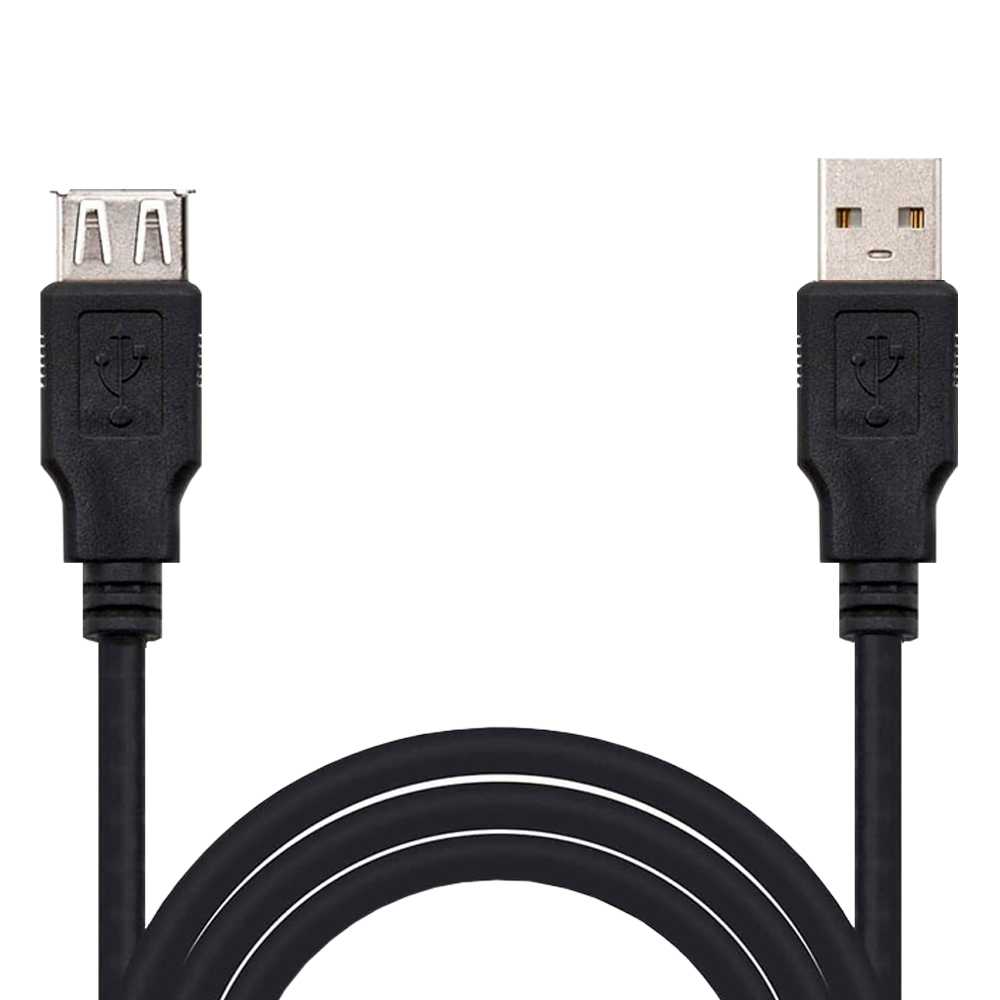 Nanocable 10.01.0204-BK 3m Cable Conector USB 2.0 Tipo A de Macho Hembra Negro Latiguillo Alargador Prolongador M/H