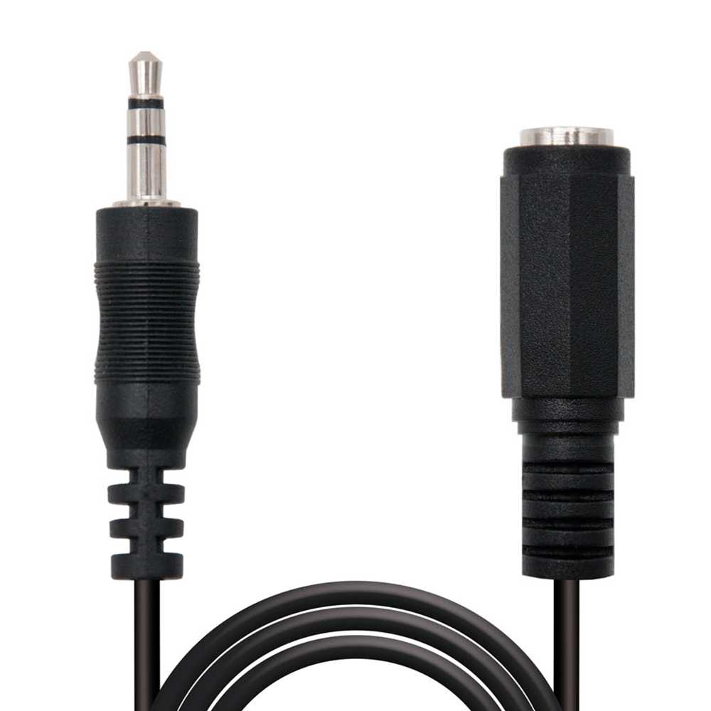 Nanocable 10.24.0201 1,5m Cable Alargador Jack 3.5mm Estéreo Macho a Hembra Negro Prolongador de Extensión Minijack