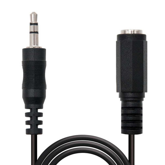 Nanocable 10.24.0205 5m Cable Alargador Jack 3.5mm Estéreo Macho a Hembra Negro Prolongador de Extensión Minijack