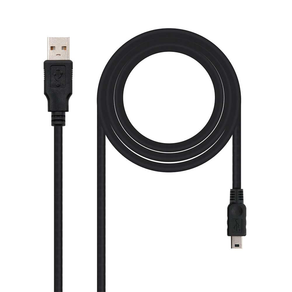Nanocable 10.01.0400 0.5m Cable USB 2.0 Tipo A a Mini B Doble Macho para Ordenadores Portatiles PC Camaras Digitales