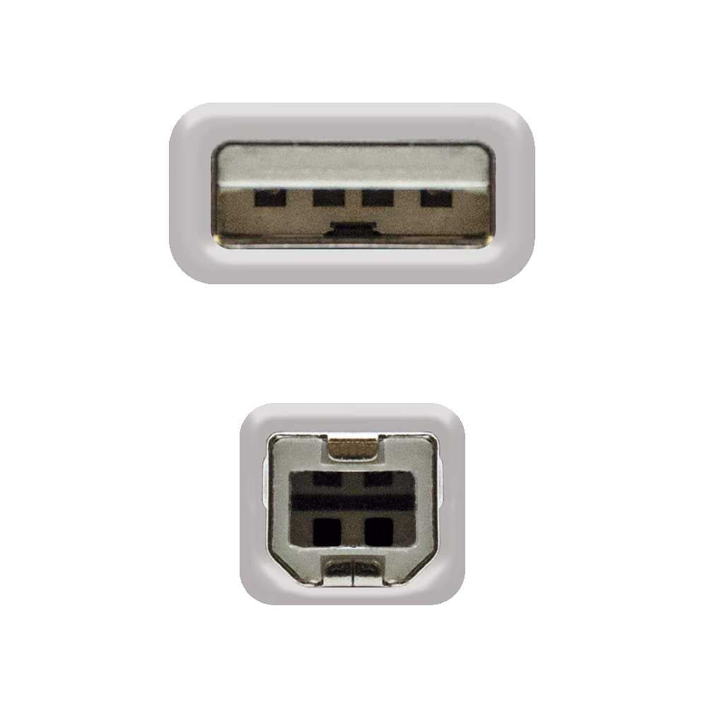 NANOCABLE Cable USB 2.0 Macho para Impresora Tipo A/M-B/M Beige 10.01.0102-BK 1m Compatible Epson Canon Brother HP