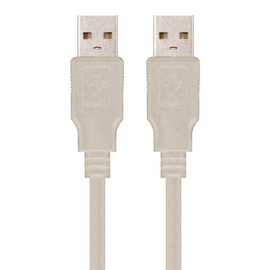 Nanocable 10.01.0303 2m Beige Cable USB 2.0 Tipo A Doble Macho para PC Modem DVD Ordenador de Mesa Portatil Carga Transferencia de Datos