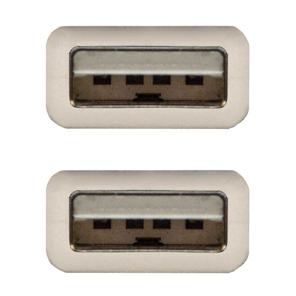 Nanocable 10.01.0303 2m Beige Cable USB 2.0 Tipo A Doble Macho para PC Modem DVD Ordenador de Mesa Portatil Carga Transferencia de Datos