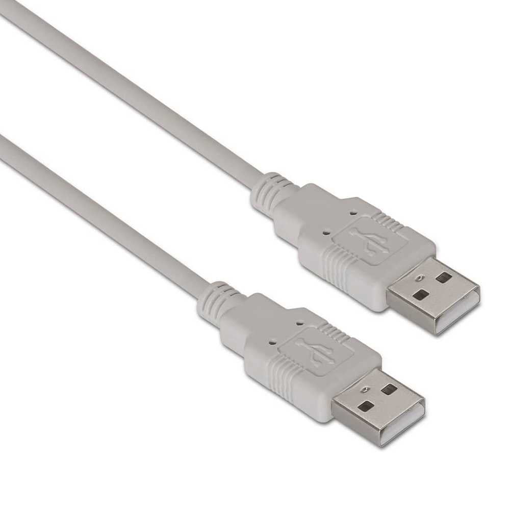 Nanocable 10.01.0303 2m Beige Cable USB 2.0 Tipo A Doble Macho para PC Modem DVD Ordenador de Mesa Portatil Carga Transferencia de Datos