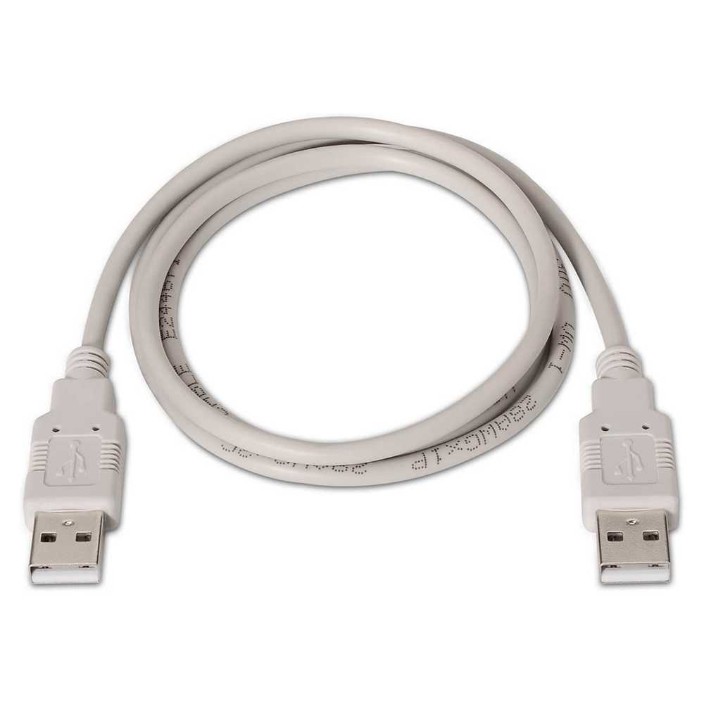 Nanocable 10.01.0303 2m Beige Cable USB 2.0 Tipo A Doble Macho para PC Modem DVD Ordenador de Mesa Portatil Carga Transferencia de Datos