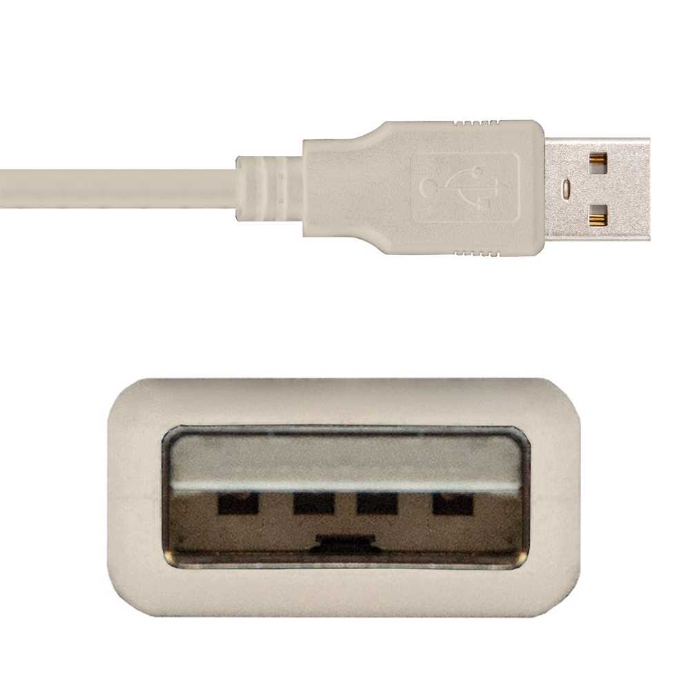 Nanocable 10.01.0303 2m Beige Cable USB 2.0 Tipo A Doble Macho para PC Modem DVD Ordenador de Mesa Portatil Carga Transferencia de Datos