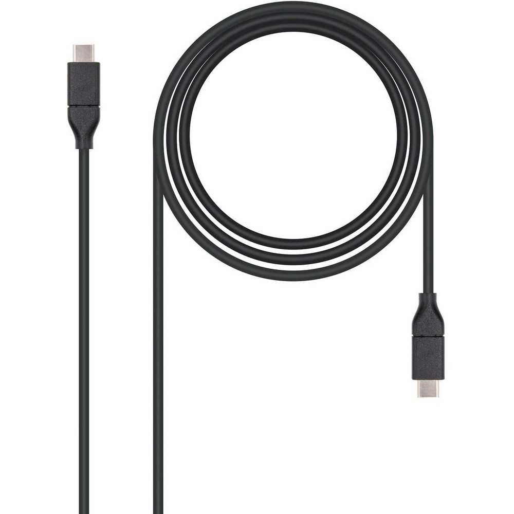 NANOCABLE Cable USB 3.1 Gen2, Color Negro, 1 m, 10Gbps 5A, 4K/60Hz, USB-C/M-USB-C/M