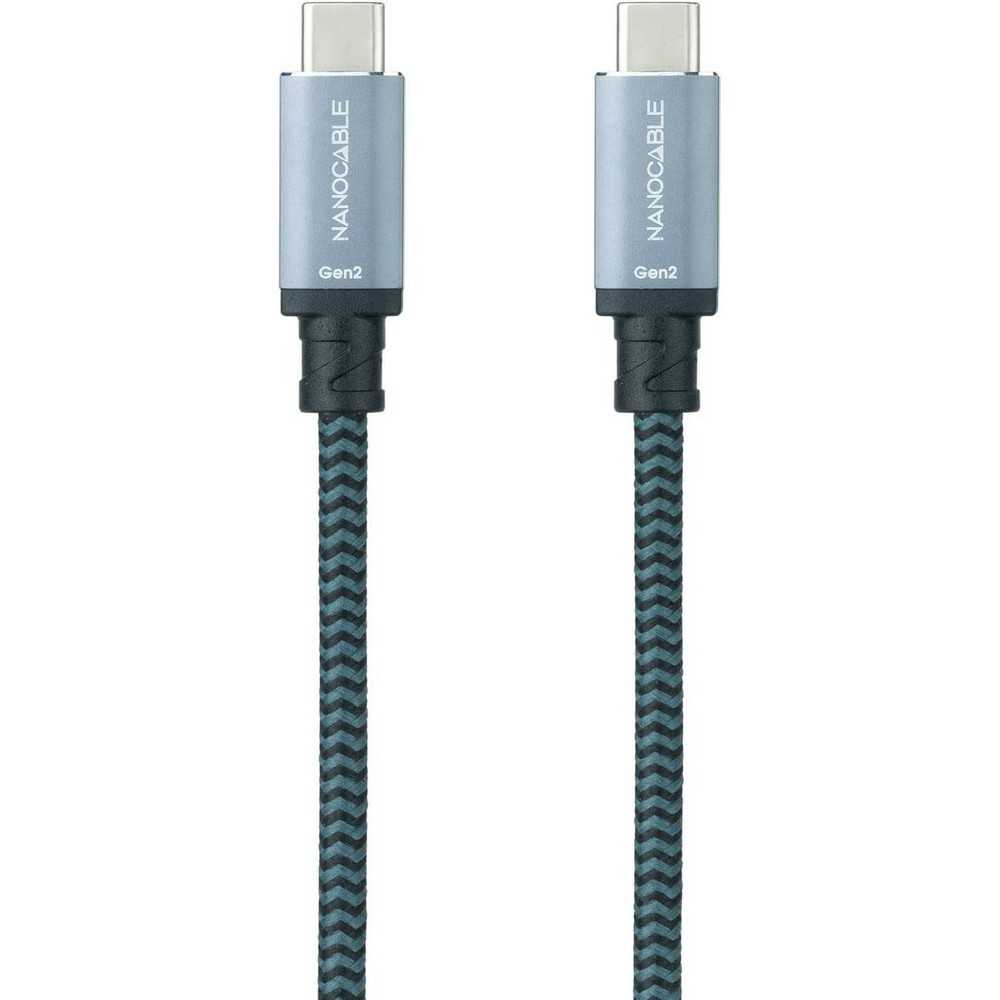 NANOCABLE Cable USB 3.1 USB-C/M-USB-C/M, Gen2 10Gbps 5A, Color Gris/Negro, 1 m