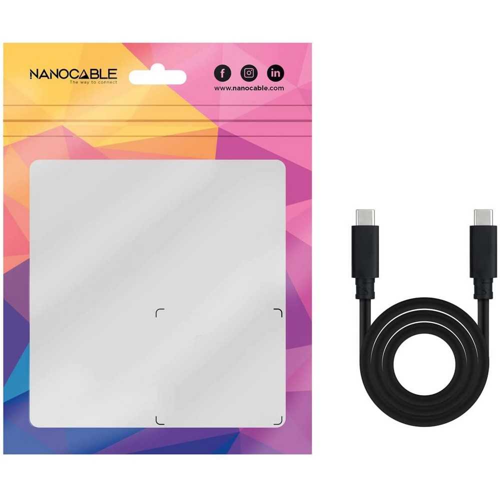 NANOCABLE Cable USB 3.1 Gen2, Color Negro, 1.5 m, 10Gbps 5A, 4K/60Hz, USB-C/M-USB-C/M