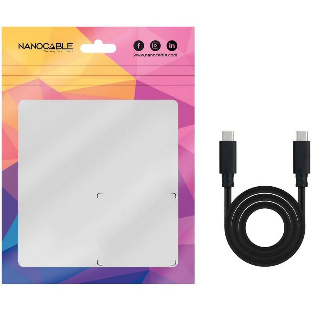 Nanocable 10.01.4102 Cable Doble USB 3.1 Gen.2 Tipo C Macho 2m Color Negro 5A 4K/60Hz 10Gbps 5A