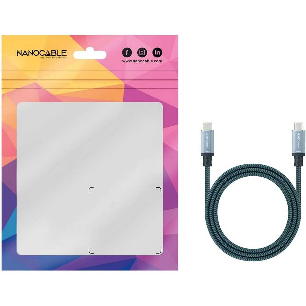 NANOCABLE - Cable USB 3.1 Gen2 10Gbps USB-C/M-USB-C/M 5A/100W 4K/60Hz Negro 2 m