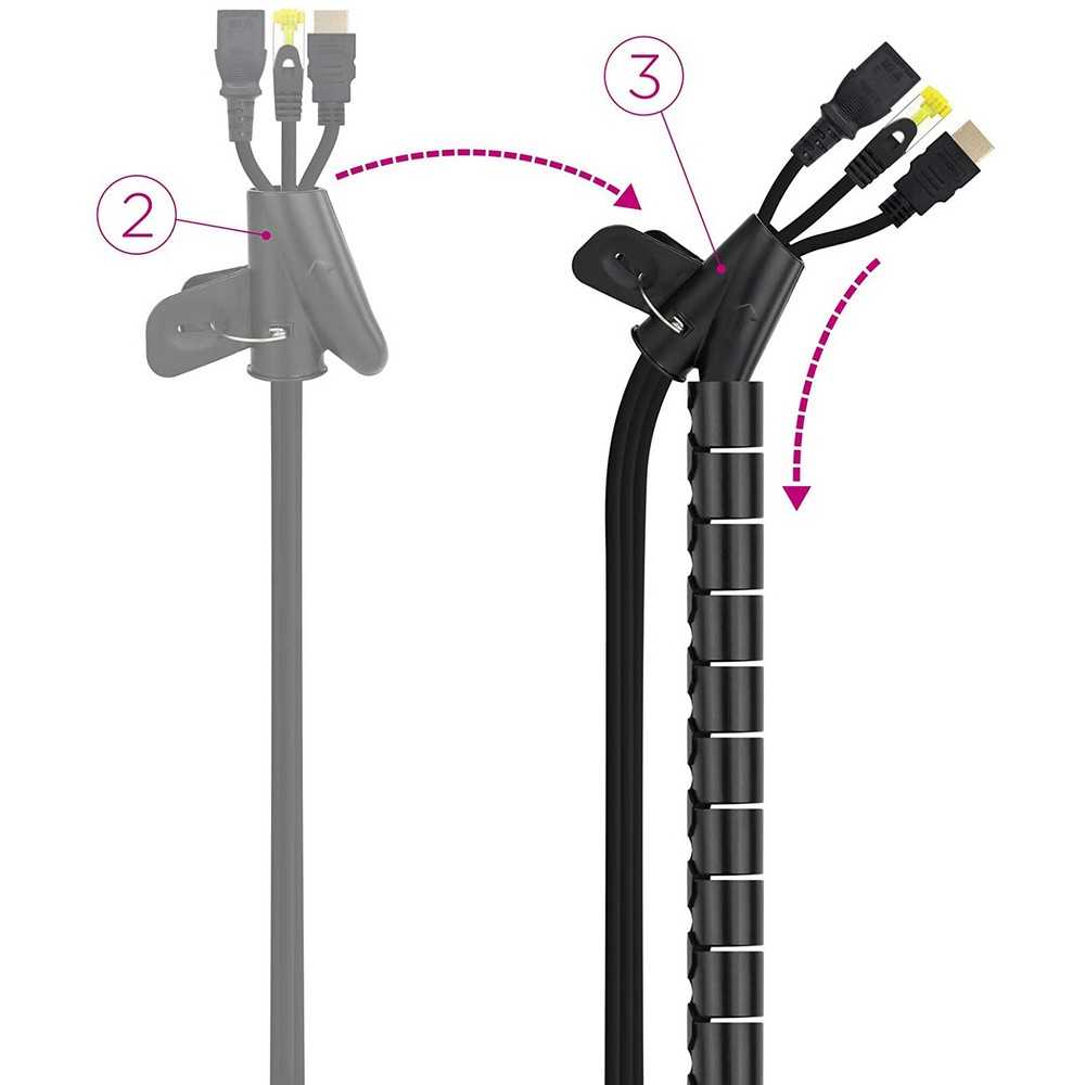 Nanocable Tubo Organizador de Cables Universal 25mm x 1m, Flexible, Color Negro