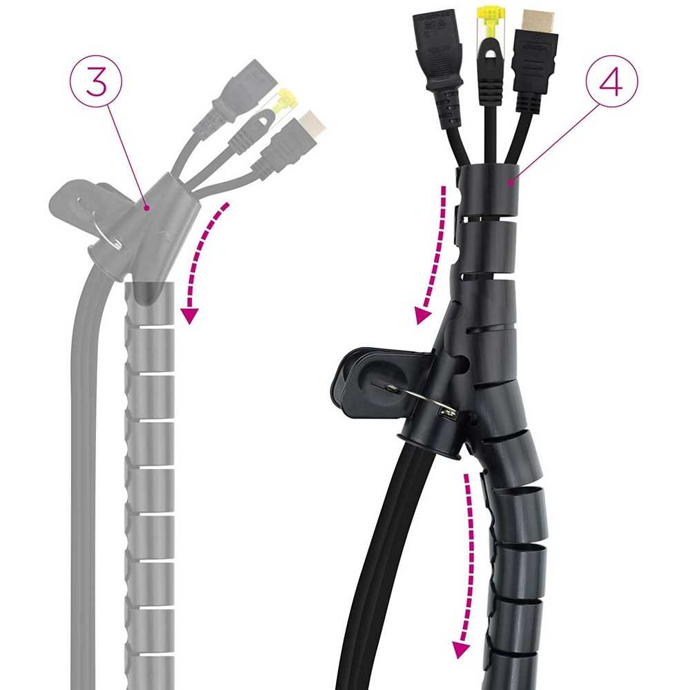 Nanocable Tubo Organizador de Cables Universal 25mm x 1m, Flexible, Color Negro