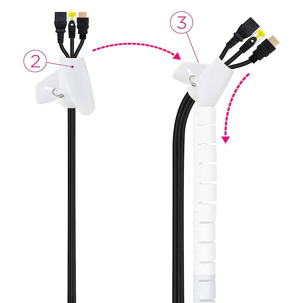 Nanocable Tubo Organizador de Cables Universal 25mm x 3m, Flexible, Color Blanco