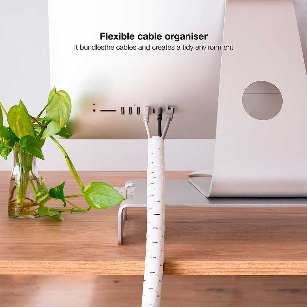 Nanocable Tubo Organizador de Cables Universal 25mm x 3m, Flexible, Color Blanco