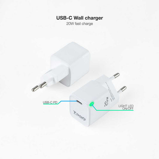 Adaptador de Recarga de Batería - Puerto USB Tipo C para Teléfonos Móviles Tablets Smartphones Blanco