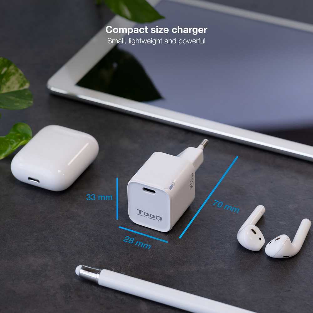 Adaptador de Recarga de Batería - Puerto USB Tipo C para Teléfonos Móviles Tablets Smartphones Blanco