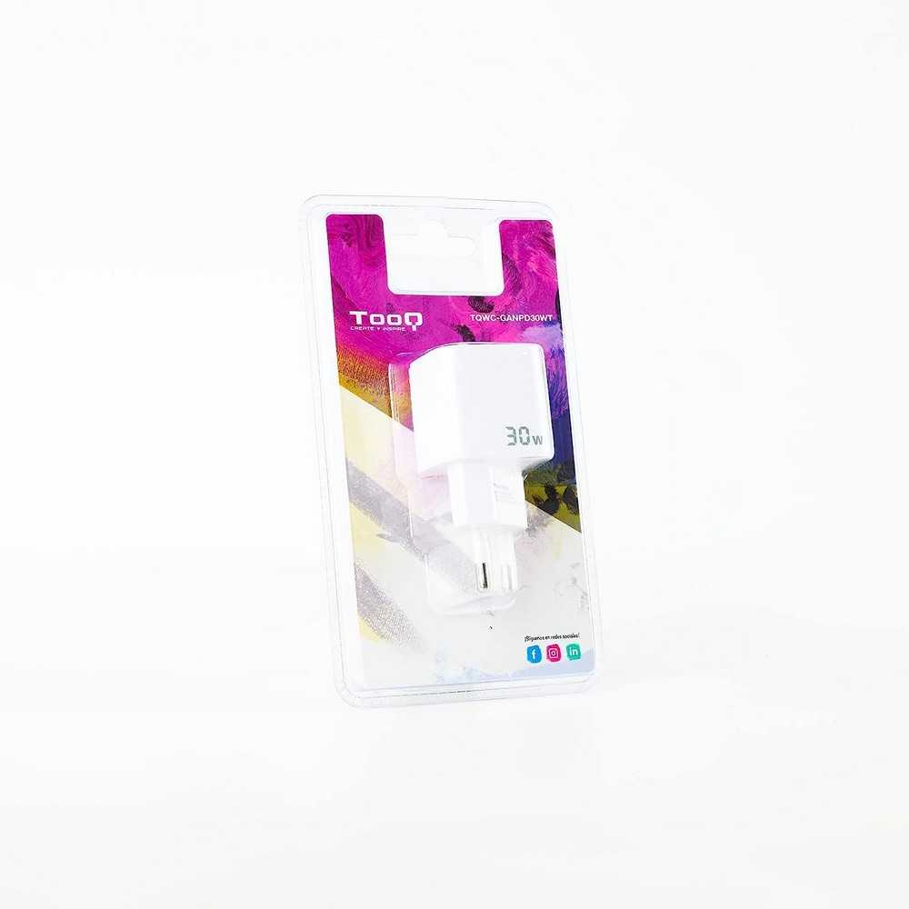 TOOQ Cargador de Pared USB-C 30W de Carga Rápida Color Blanco con tecnología GaN 100-240V