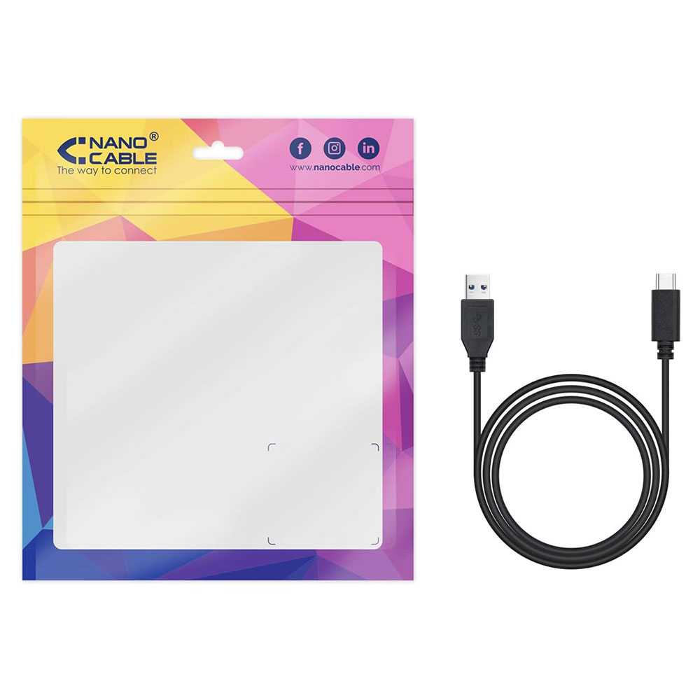 Nanocable 10.01.4001-L150 Cable USB C a USB Tipo A 3.1 Gen2 3A Negro 1,5 m