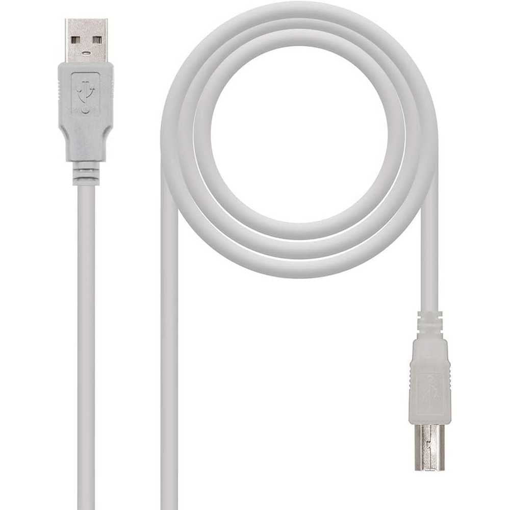 NANOCABLE Cable Usb 2.0 para Impresora, Tipo A/M-B/M, Macho-Macho, Beige, 3Mts