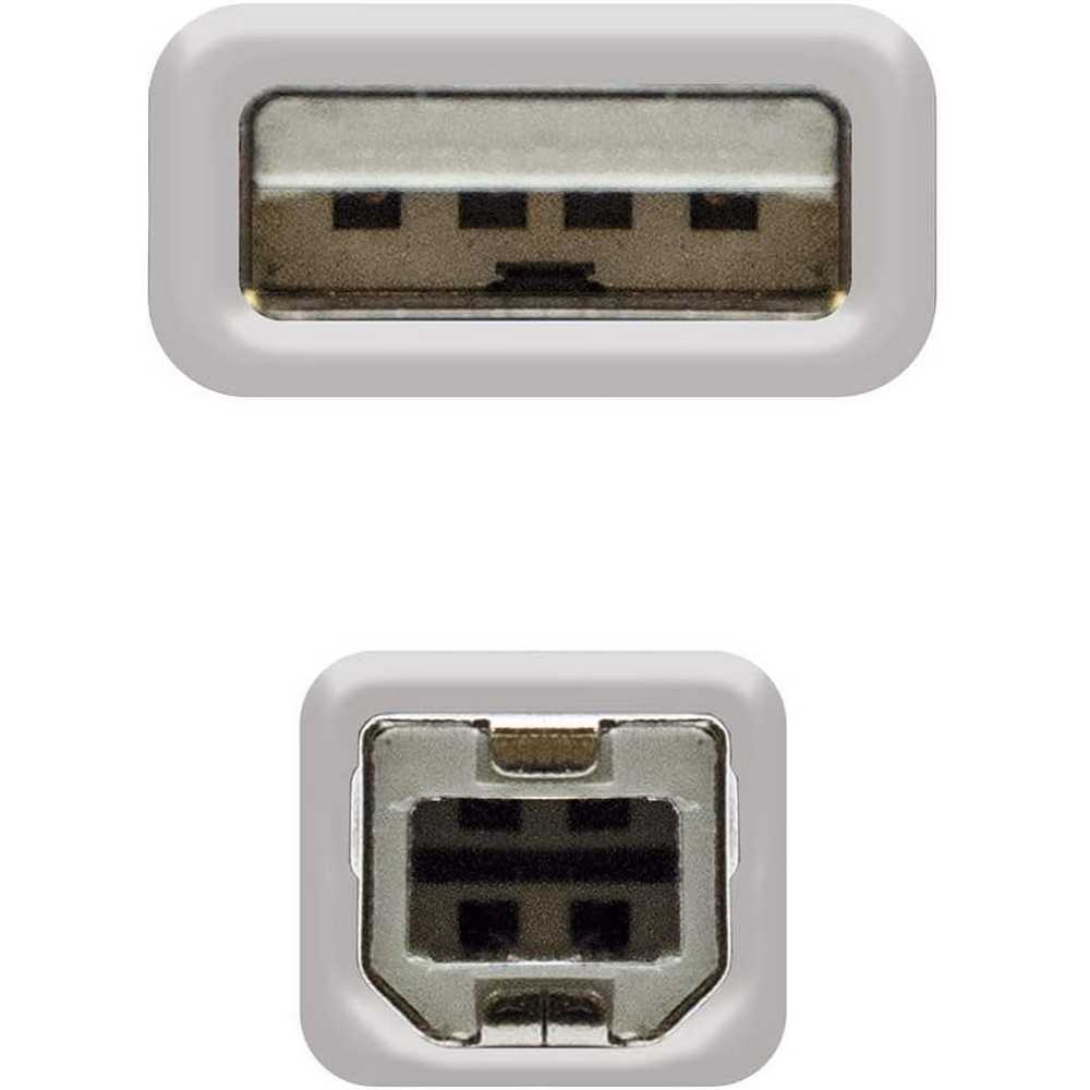 NANOCABLE Cable Usb 2.0 para Impresora, Tipo A/M-B/M, Macho-Macho, Beige, 3Mts