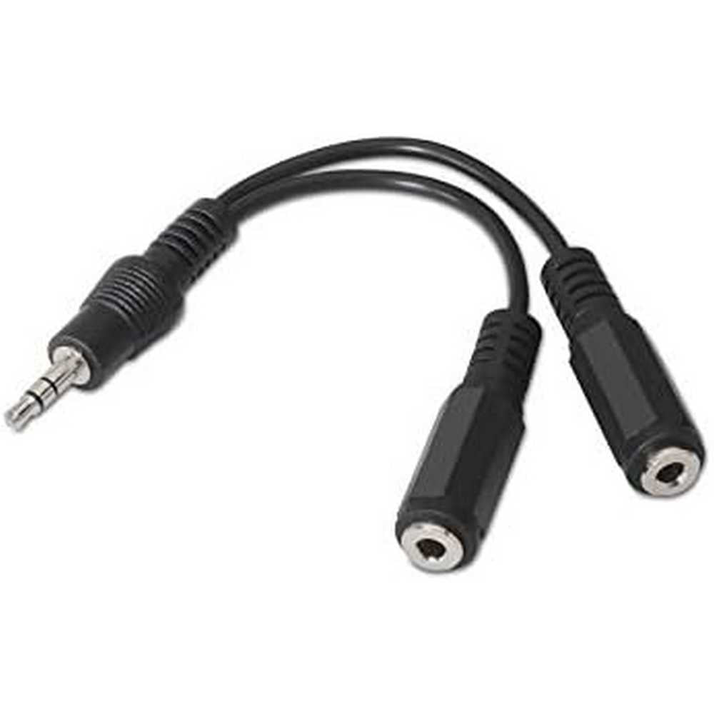 Adaptador Divisor de Mini Jack 3.5mm Macho a 2 Hembras Negro Cable Splitter Audio Duplicador de 15 centímetros