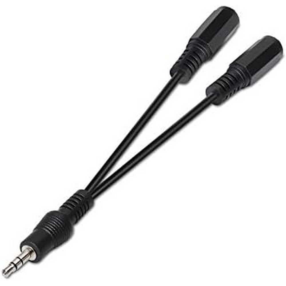 Adaptador Divisor de Mini Jack 3.5mm Macho a 2 Hembras Negro Cable Splitter Audio Duplicador de 15 centímetros