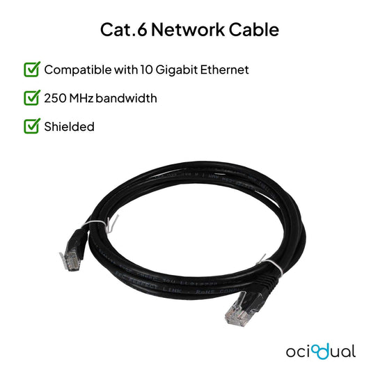 Cable Ethernet Cat.6 de 2m Cable de Red UTP AWG24 Negro 1Gbps 250MHz con Conector RJ45, Compatible con PC PS5 PS4
