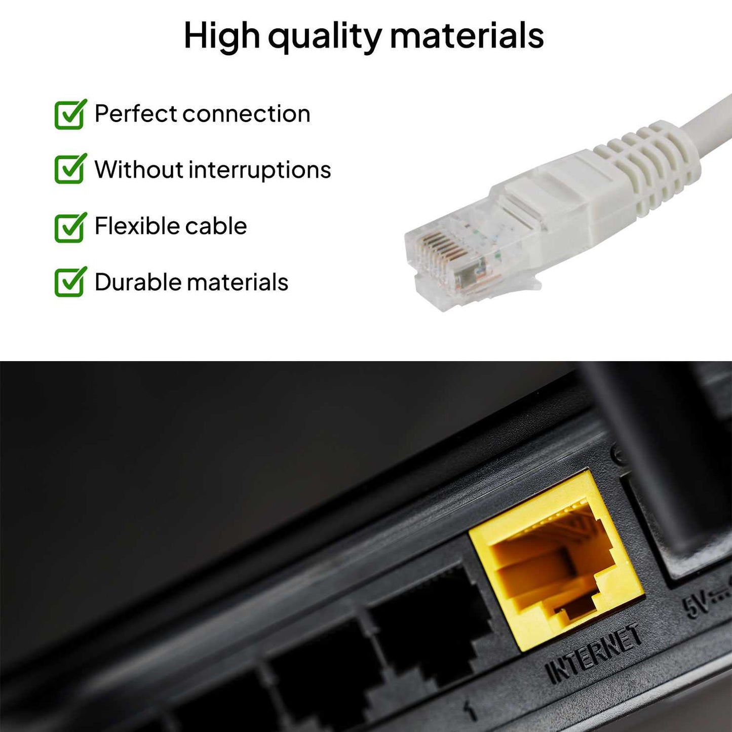 Cable Ethernet Cat.6 de 0,5m Cable de Red UTP AWG24 Blanco 1Gbps 250MHz con Conector RJ45, Compatible con PC PS5 PS4