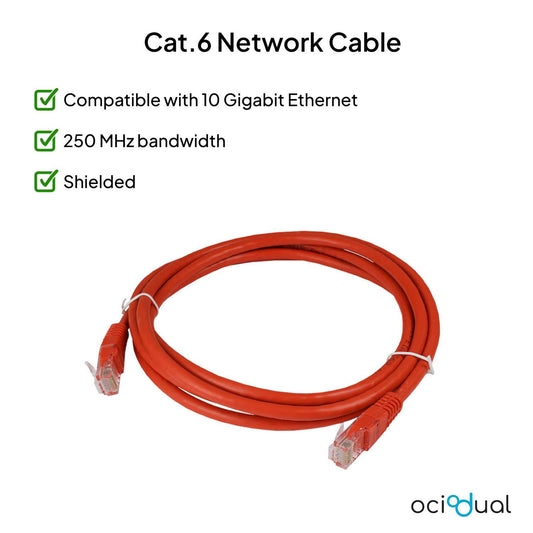 Cable Ethernet Cat.6 de 2m Cable de Red UTP AWG24 Rojo 1Gbps 250MHz con Conector RJ45, Compatible con PC PS5 PS4
