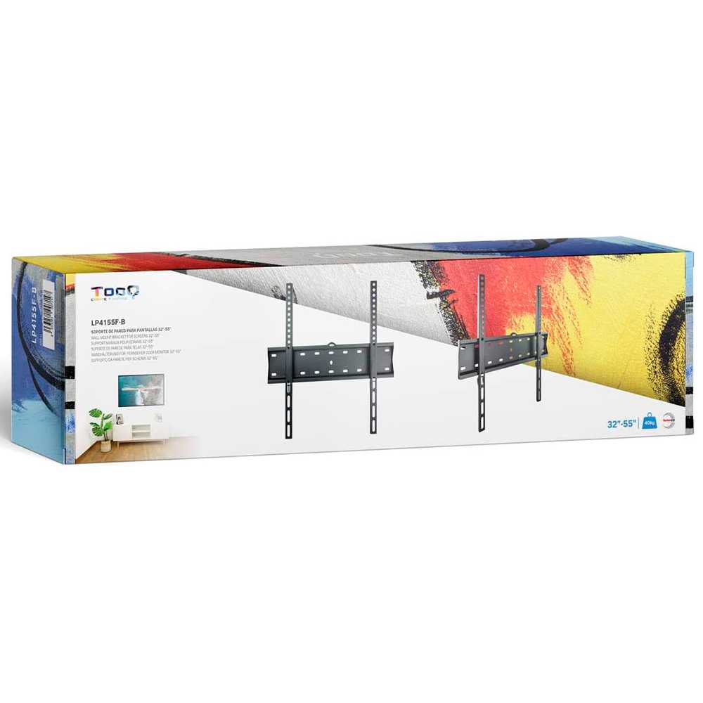 TooQ LP4155F-B Soporte Pared para Monitor TV Televisor Plano / Curvo de 32-55 Pulgadas Negro VESA 400 x 400mm Metálico