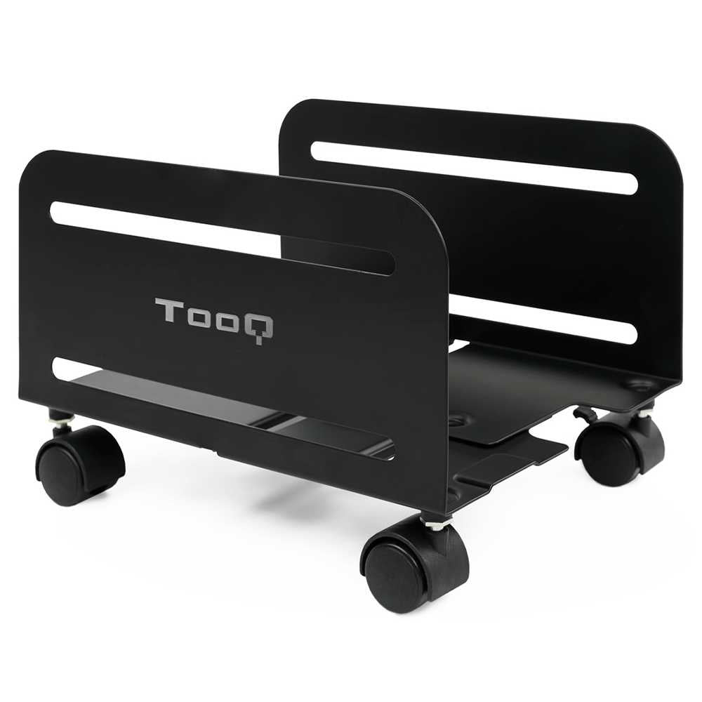 Tooq UMCS0004-B Soporte de Suelo con 4 Ruedas Giratorias para Torre Ordenador PC CPU Metálico Negro Base Regulable