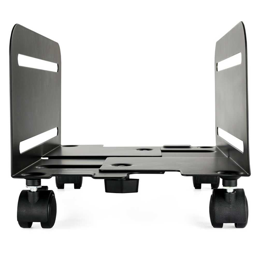 Tooq UMCS0004-B Soporte de Suelo con 4 Ruedas Giratorias para Torre Ordenador PC CPU Metálico Negro Base Regulable
