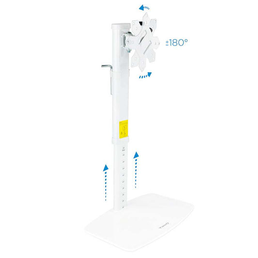 TooQ DB4032TNR-W - Soporte de Mesa Giratorio e Inclinable para Pantallas de 17'-32' Pulgadas, de Un Brazo, Ajustable y Regulable con Mecanismo Asistido por Muelles, Color Blanco