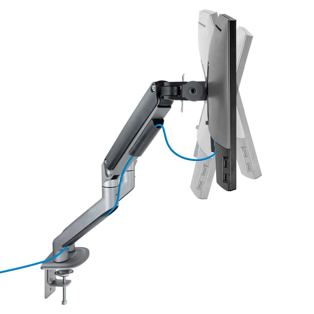 TOOQ DB4132TNR-W - Soporte de Mesa Giratorio e Inclinable para Pantallas de 17-32 Pulgadas, 2 Brazos, Regulable Color Blanco