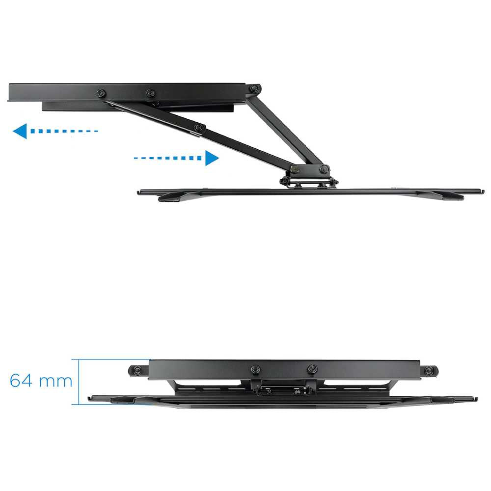 TooQ LP6270TN-B, Soporte Fijo de Pared (Inclinable y Giratorio) de 37 a 70in Negro