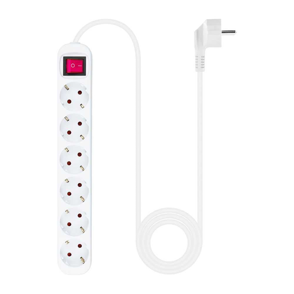 NANOCABLE Regleta de Enchufe con interruptor de 6 tomas, 250V color Blanco cable 1,4 m
