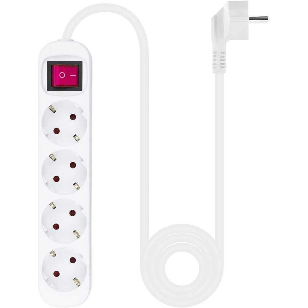 Nanocable Regleta de Enchufe con interruptor de 4 tomas, 250V color Blanco cable 1,4 m