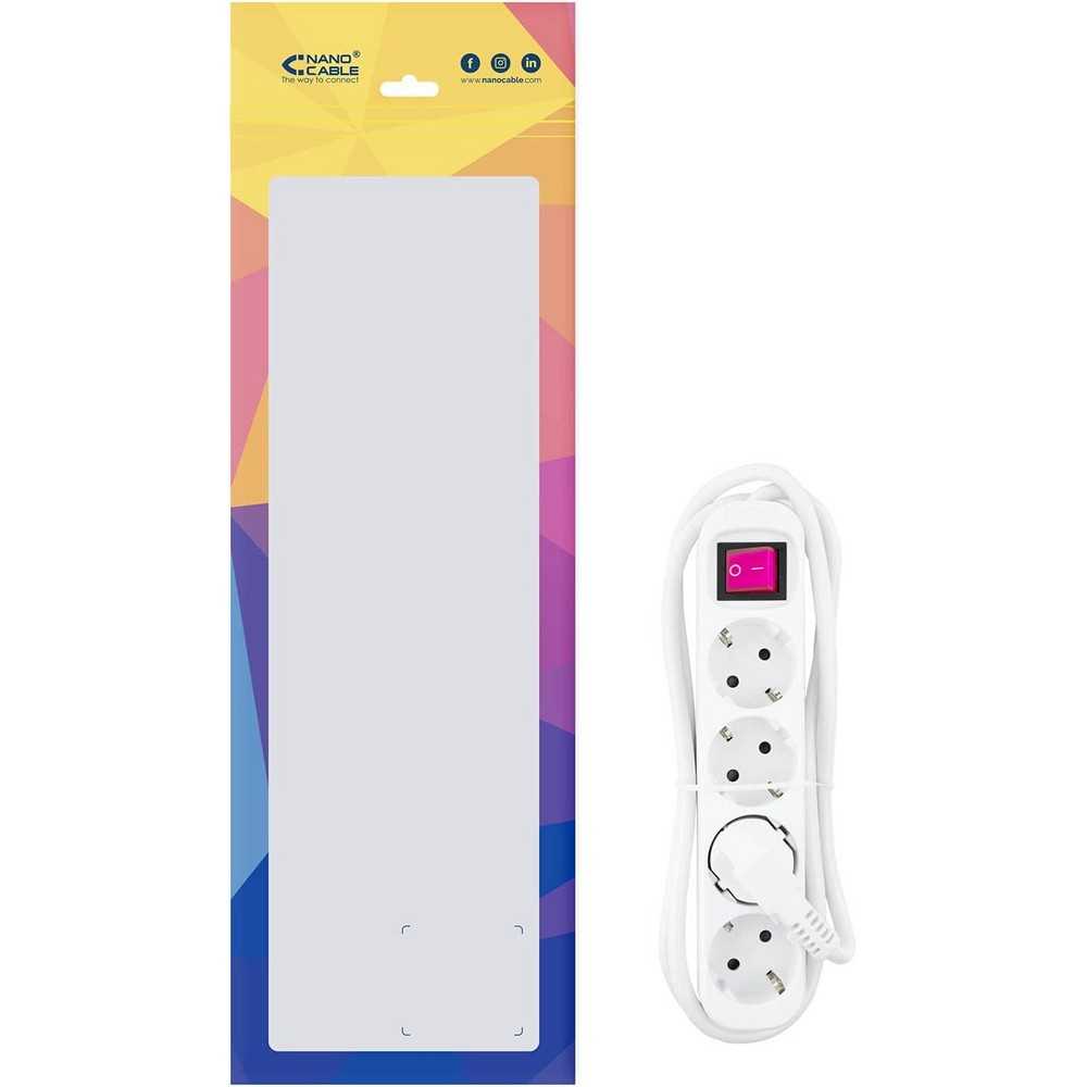 Nanocable Regleta de Enchufe con interruptor de 4 tomas, 250V color Blanco cable 1,4 m