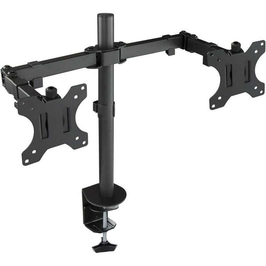 TooQ Soporte de mesa giratorio, inclinable para 2 monitor/TVs (13'-32', 8kg por brazo) altura ajustable 443mm, inclinación +/-45º, giro 180º,VESA 75x75/100