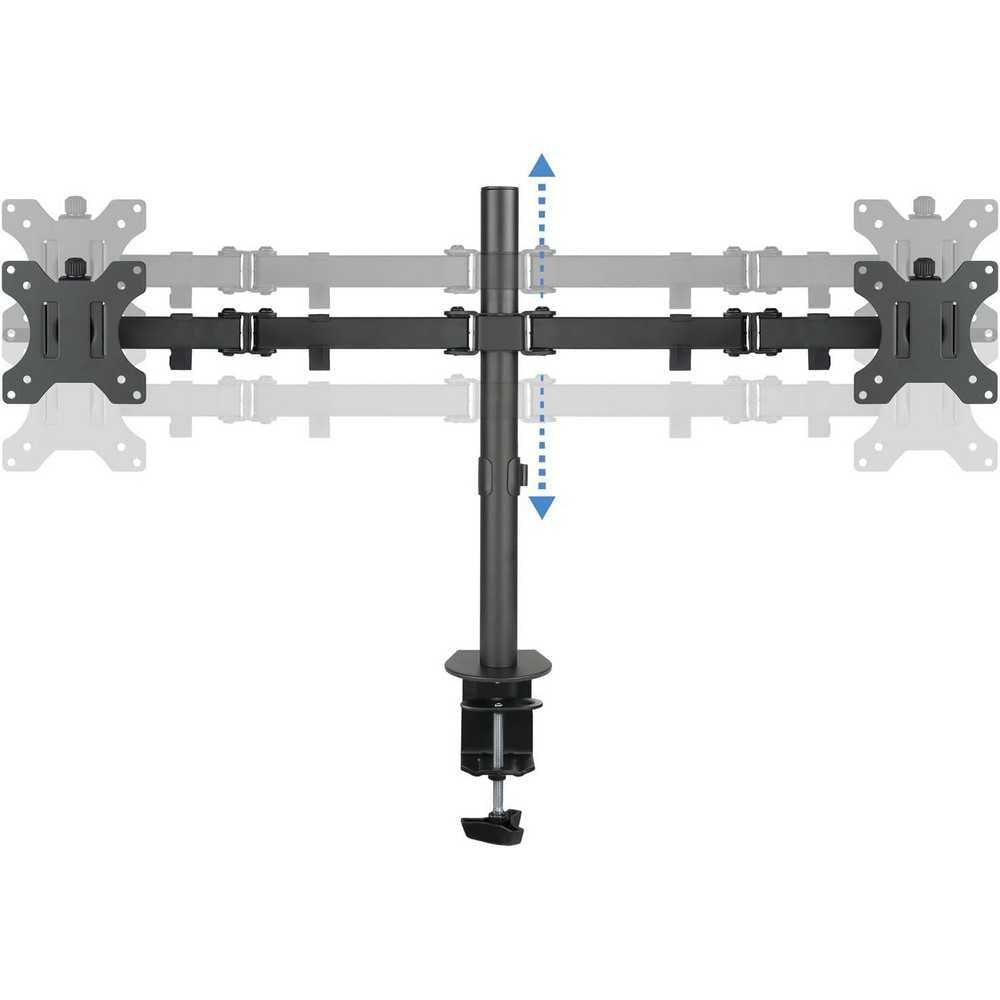 TooQ Soporte de mesa giratorio, inclinable para 2 monitor/TVs  (13'-32', 8kg por brazo) altura ajustable 443mm, inclinación +/-45º, giro 180º,VESA 75x75/100